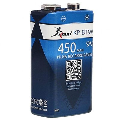 Bateria 9V Recarregável 450Mah Ni-Mh KP-BT9V