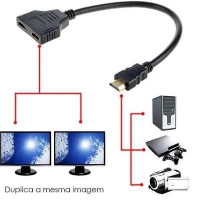Cabo Duplicador HDMI em Y - 1 Entrada 2 Saidas Splitter 1x2