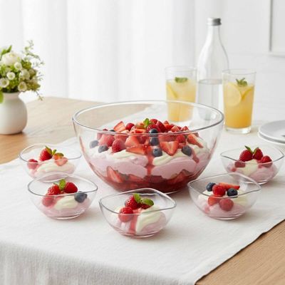 Jogo de Sobremesa 7 Peças Tigelas Bowl Transparente Plástico Crippa