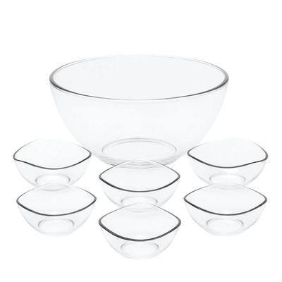 Jogo de Sobremesa 7 Peças Tigelas Bowl Transparente Plástico Crippa
