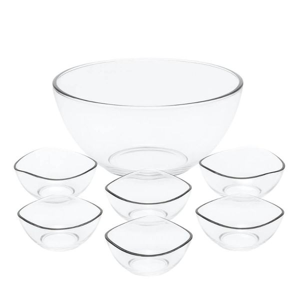 Jogo de Sobremesa 7 Peças Tigelas Bowl Transparente Plástico Crippa
