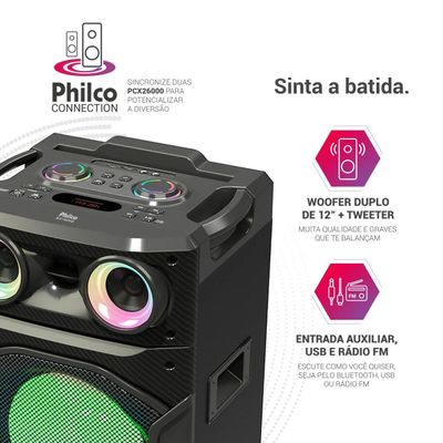 Caixa de Som Amplificada Philco Flash Light 2600W PCX26000 Bivolt