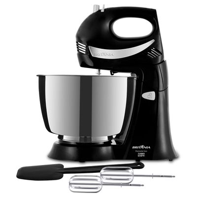 Batedeira Britânia Diamante Inox PR Preto 4,3L 550W 2 em 1 127V