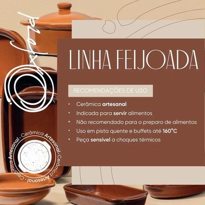 Travessa retangular para Servir Feijoada Oxford Cerâmica Artesanal 24,5cm Terracota