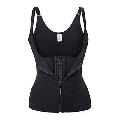 Cinta Modeladora Dupla Compressão Redutor Ziper Cor:preto Tamanho:xxxl