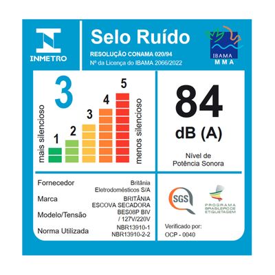 Escova Secadora Britânia 4 em 1 1300W Bivolt BES08P Bivolt