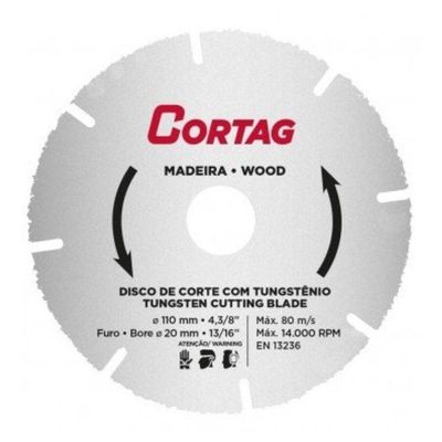 Disco De Corte Tungstênio Para Madeira Cortag 110mm