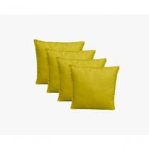 Kit 4 Almofadas Decorativas Cheias Com Ziper Suede Amarela