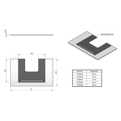 Vidro Reto Para Coifa De Parede 80 Cm