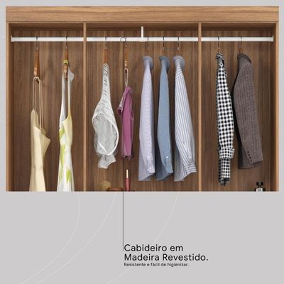 Guarda Roupa Solteiro 6 Portas E 2 Gavetas Ecom Ii - Amêndola Touch Off White