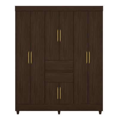 Guarda Roupa Casal 8 Portas E 2 Gavetas Paranaguá - Ébano Touch