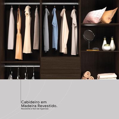 Guarda Roupa Casal 8 Portas E 2 Gavetas Paranaguá - Ébano Touch