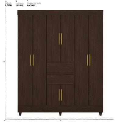 Guarda Roupa Casal 8 Portas E 2 Gavetas Paranaguá - Ébano Touch