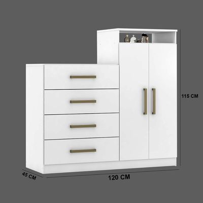 Cômoda 4 Gavetas 2 Portas 1 Nicho Aurea - Branco