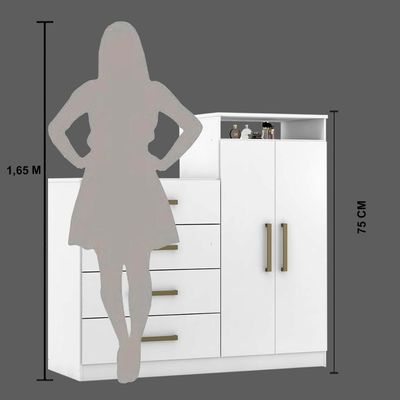 Cômoda 4 Gavetas 2 Portas 1 Nicho Aurea - Branco
