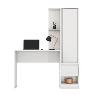 Escrivaninha Com Armario 1 Porta 1 Gaveta 1 Nicho Office Morada - Branco
