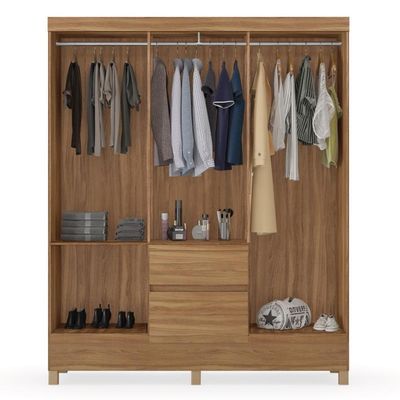 Kit Guarda Roupa Solteiro 6 Portas Flash Ii Cômoda Astral - Amêndola Touch