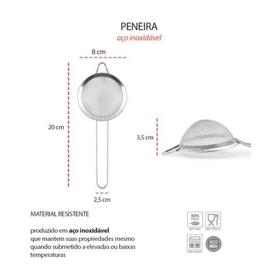 Prato de Bolo Giratorio e Peneira Pequena Aço Inox 8cm