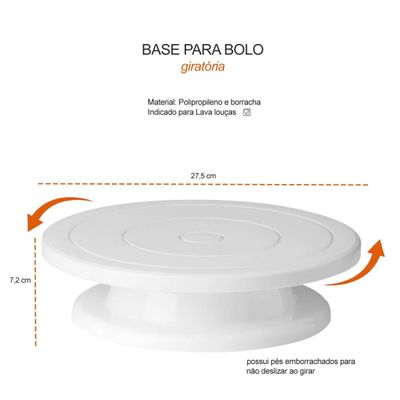 Prato Giratorio e Espatula Salva Bolo Placa Aço Inox Redonda
