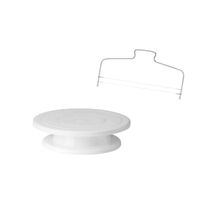 Prato Bolo Giratorio e Cortador Inox Nivelador Fio Duplo