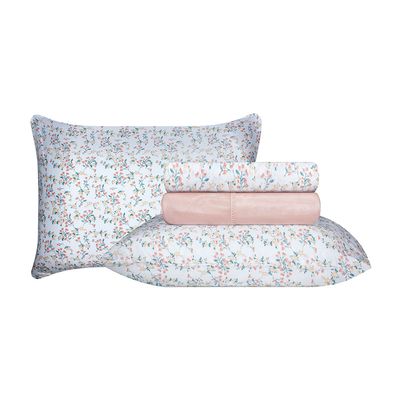 Jogo de Cama Duplo Casal 4 Peças 140 Fios 250x220cm Clarice Realce Premium - Sultan
