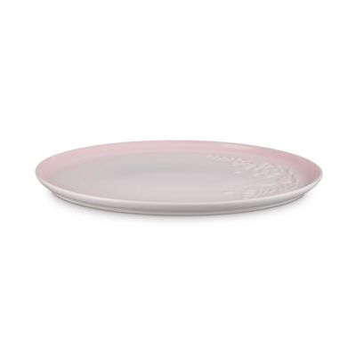 BANDEJA DE SERVIR LE CREUSET JARDIN OVAL 36CM EM CERAMICA COM RELEVO SHELL PINK 80044367770003