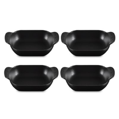 CONJUNTO 4 ASSADEIRAS LE CREUSET RETANGULAR GOURMAND 13CM EM FERRO FUNDIDO BLACK MATTE 20504130000425