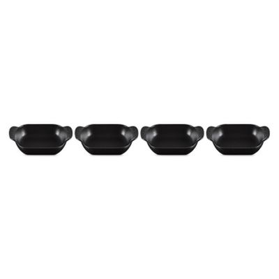CONJUNTO 4 ASSADEIRAS LE CREUSET RETANGULAR GOURMAND 13CM EM FERRO FUNDIDO BLACK MATTE 20504130000425