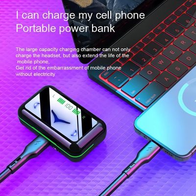 Fone de Ouvido Preto TWS Controle Touch com Estojo de Recarga Power Bank