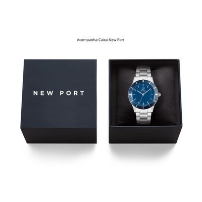Relógio Masculino Azul Elegante Casual Analógico New Port