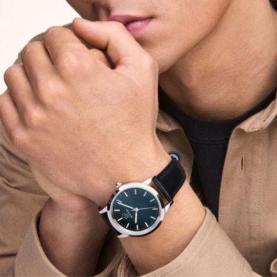 Relógio Masculino Couro Marrom Analógico Casual New Port