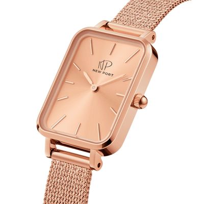 Relógio Feminino Quadrado Elegante de Pulso Luxo Gold Rosé
