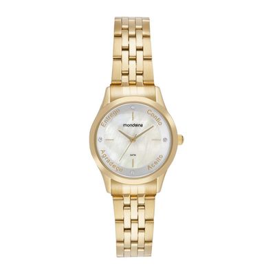 Relogio Mondaine Feminino Ref: 32965lpmkde1 Dourado + Semijoia