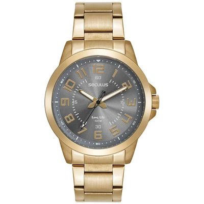 Relógio Seculus Masculino Ref: 44296gpsvda3 Casual Dourado