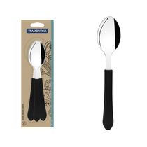 Conjunto de Colheres de Mesa Tramontina Leme com Laminas em Aço Inox e Cabos de Polipropileno Preto 3 Peças
