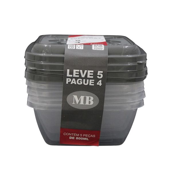 Conjunto de Potes Plásticos Mb Everyday com 5 Peças 800ml - Item Sortido UNICA
