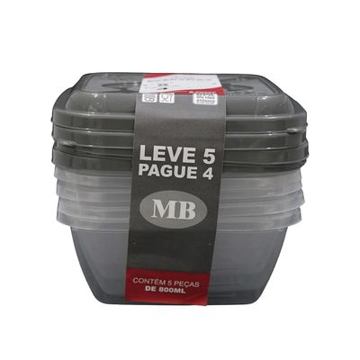 Conjunto de Potes Plásticos Mb Everyday com 5 Peças 800ml - Item Sortido UNICA
