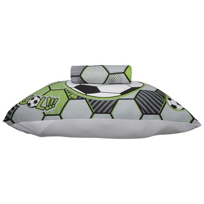 Jogo de Cama KazzaVip Solteiro Malha Mista 70% Algodão e 30% Poliéster Joy Soccer 2 peças Verde