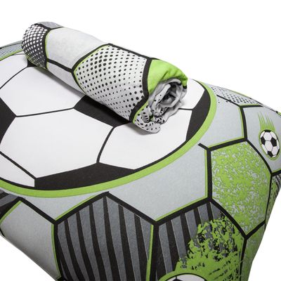 Jogo de Cama KazzaVip Solteiro Malha Mista 70% Algodão e 30% Poliéster Joy Soccer 2 peças Verde