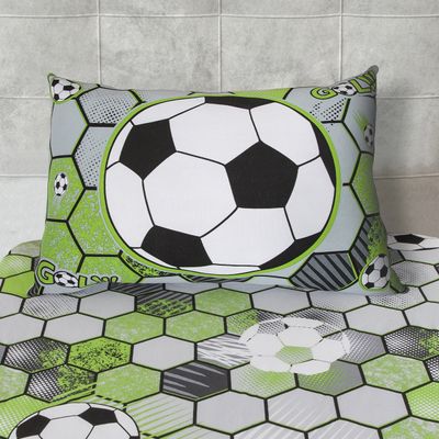 Jogo de Cama KazzaVip Solteiro Malha Mista 70% Algodão e 30% Poliéster Joy Soccer 2 peças Verde