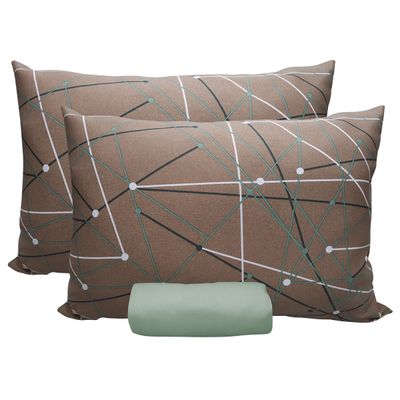 Jogo de Cama KazzaVip King Malha Mista 70% Algodão e 30% Poliéster Ouro Preto 3 Peças Verde