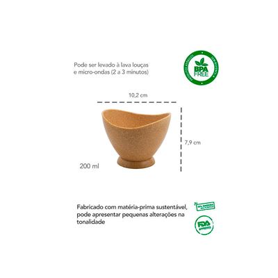 Taça de Sobremesa Pote Cumbuca 200ml Marrom Cerejeira ECO 6un