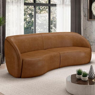 Sofá 3 Lugares 288cm Orgânico Zion M22 Sintético Caramelo - Mpozenato