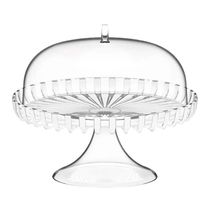 PRATO PARA BOLO GUZZINI COM DOMO E PEDESTAL EM BIO PLÁSTICO BRANCO PÉROLA 12580042