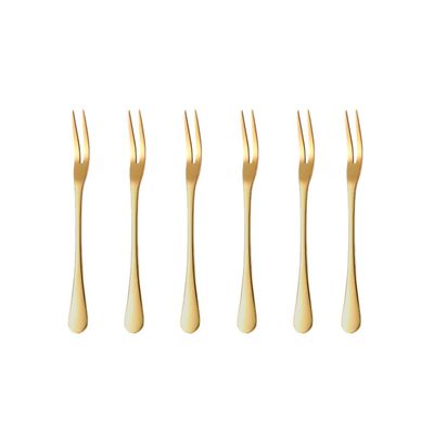 Garfo para Petiscos Frutas Sobremesa Garfinho Dourado Inox 6un