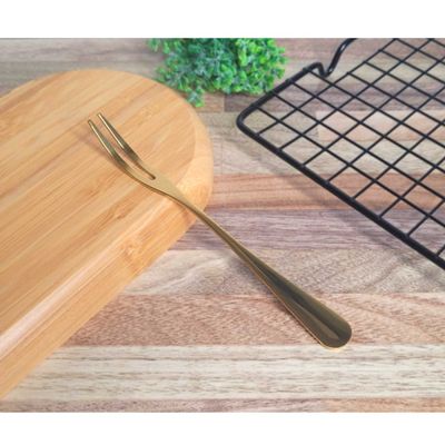 Garfo para Petiscos Frutas Sobremesa Garfinho Dourado Inox 6un