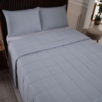 Kit Cobre Leito Colcha Speciale King Matelado Toque Acetinado 400 Fios 3 Peças Cinza