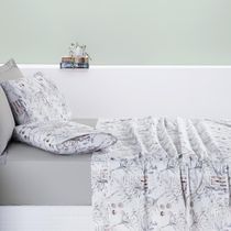 Jogo Cama Lençol Maris Casal Padrão Percalle 200 Fios Estampado 4 Peças Protea Cinza