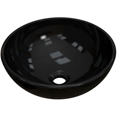 Cuba de Apoio Redonda C01 Para Banheiro R30W Preto Brilho - Lyam Decor