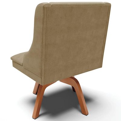 Kit 6 Cadeiras Decorativas Sala de Jantar Base Giratória de Madeira Firenze Suede Nude/Natural G19 - Gran Belo